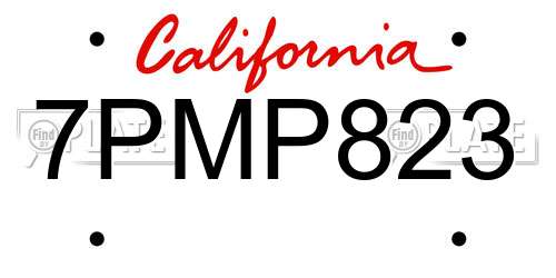 7PMP823 California License Plate