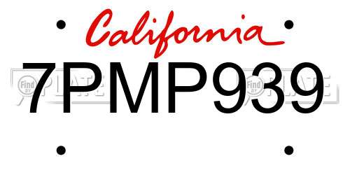 7PMP939 California License Plate