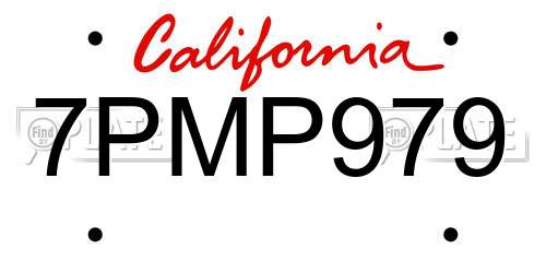 7PMP979 California License Plate
