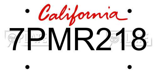 7PMR218 California License Plate