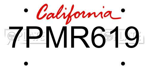 7PMR619 California License Plate