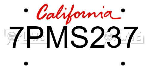 7PMS237 California License Plate