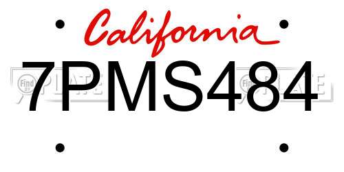 7PMS484 California License Plate