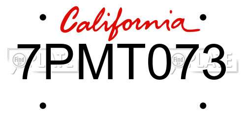 7PMT073 California License Plate