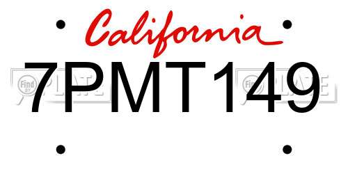 7PMT149 California License Plate