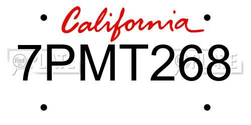7PMT268 California License Plate