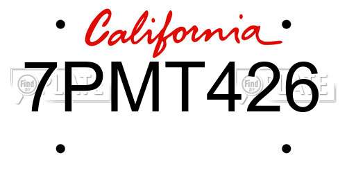 7PMT426 California License Plate