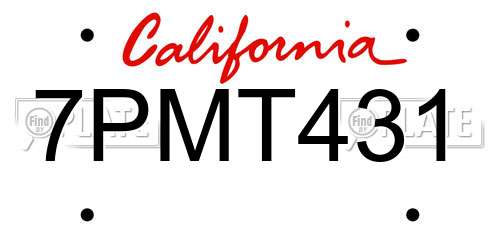 7PMT431 California License Plate