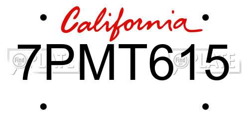 7PMT615 California License Plate