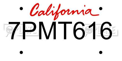 7PMT616 California License Plate