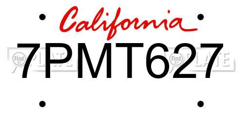 7PMT627 California License Plate