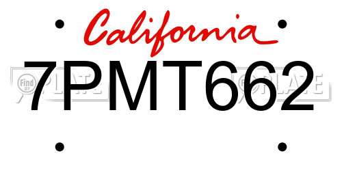 7PMT662 California License Plate