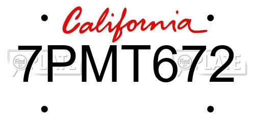 7PMT672 California License Plate