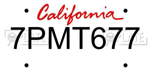 7PMT677 California License Plate