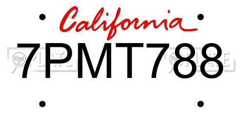 7PMT788 California License Plate