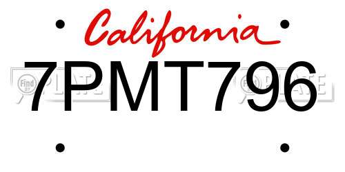 7PMT796 California License Plate