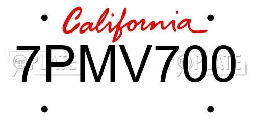 7PMV700 California License Plate