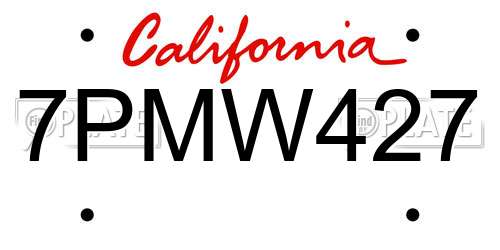 7PMW427 California License Plate
