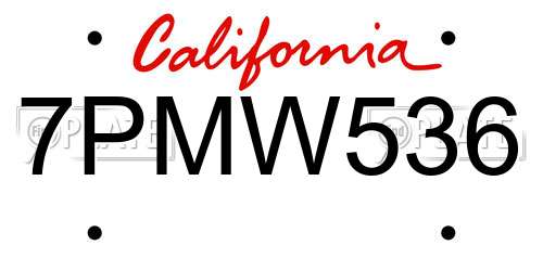 7PMW536 California License Plate