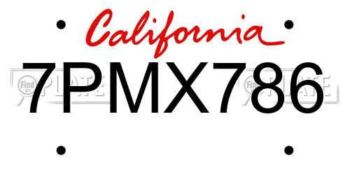 7PMX786 California License Plate
