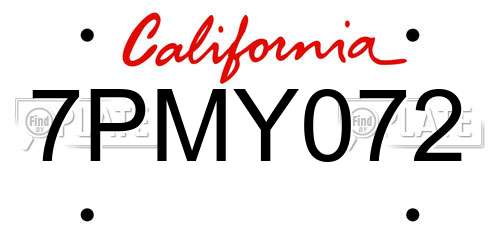 7PMY072 California License Plate