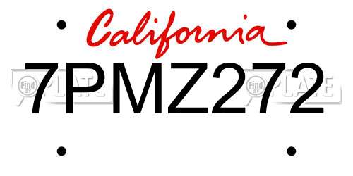 7PMZ272 California License Plate
