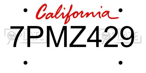 7PMZ429 California License Plate