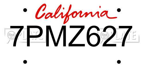 7PMZ627 California License Plate