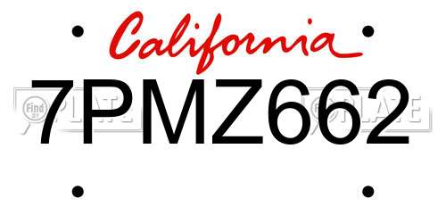 7PMZ662 California License Plate