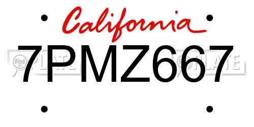 7PMZ667 California License Plate