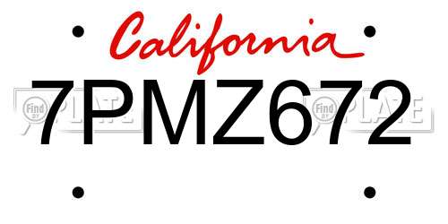 7PMZ672 California License Plate