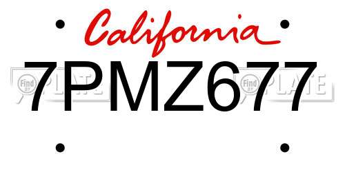 7PMZ677 California License Plate