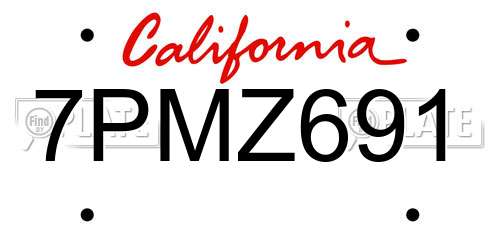 7PMZ691 California License Plate