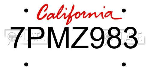 7PMZ983 California License Plate
