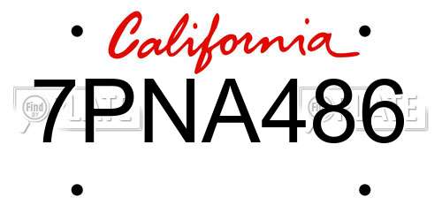7PNA486 California License Plate