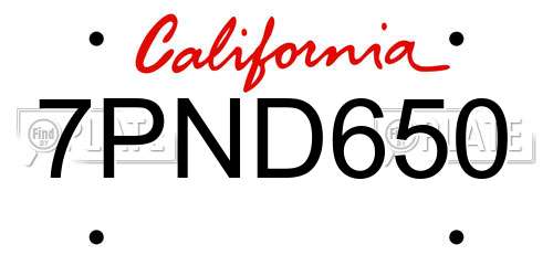 7PND650 California License Plate