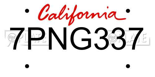 7PNG337 California License Plate