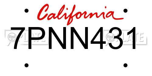 7PNN431 California License Plate