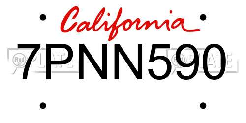 7PNN590 California License Plate