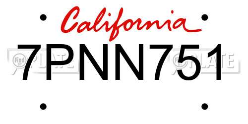 7PNN751 California License Plate
