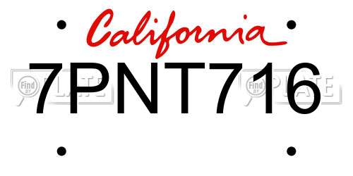 7PNT716 California License Plate