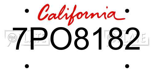 7PO8182 California License Plate