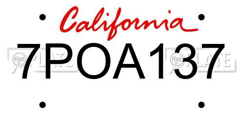 7POA137 California License Plate