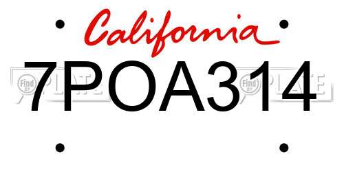 7POA314 California License Plate