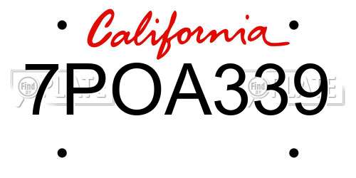 7POA339 California License Plate