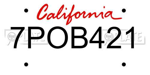 7POB421 California License Plate
