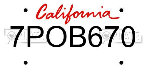 7POB670 California License Plate