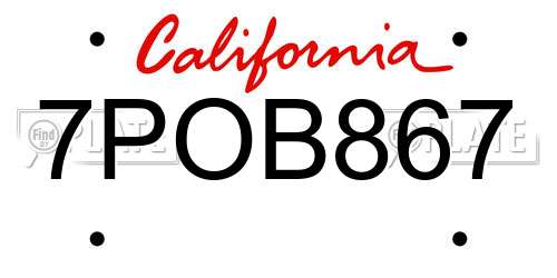 7POB867 California License Plate