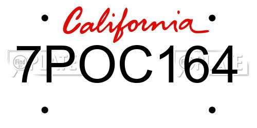 7POC164 California License Plate