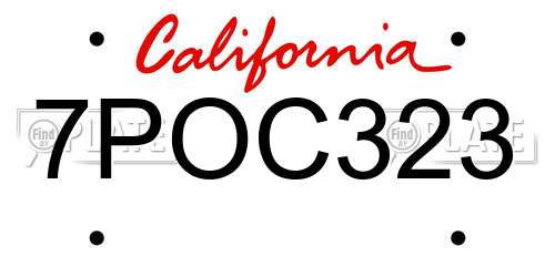 7POC323 California License Plate